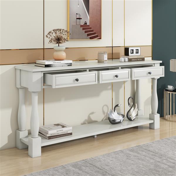 Console Table 63" Long Console Table with Drawers and Shelf for Entryway, Hallway, Living Room