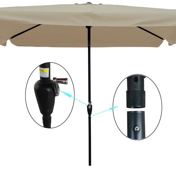 10 x 6.5ft Rectangular Patio Umbrella Outdoor Market  Umbrellas with Crank and Push Button Tilt for Garden   Swimming Pool Market