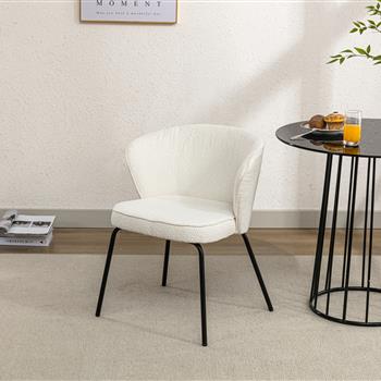 041-Set of 1 Fabric Dining Chair With Black Metal Legs,Ivory