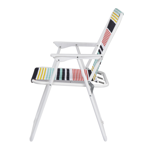 Folding Beach Chair, Lightweight Beach Chair with High Back, Portable Foldable Camping Chair Lawn Chair with Hard Armrest, Colorful Stripes