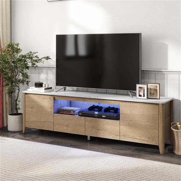 70 Inches Modern TV stand with LED Lights Entertainment Center TV cabinet with Storage for Up to 75 inch for Gaming Living Room Bedroom