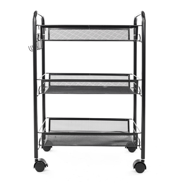 Exquisite Honeycomb Net Three Tiers Storage Cart Black