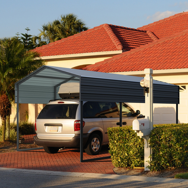 10x15 FT Metal Carport Heavy Duty with Reinforced Frame, Outdoor Garage Multi-Use Shelter Canopy Car Shelter for Pickup, Boat, Car and Tractors