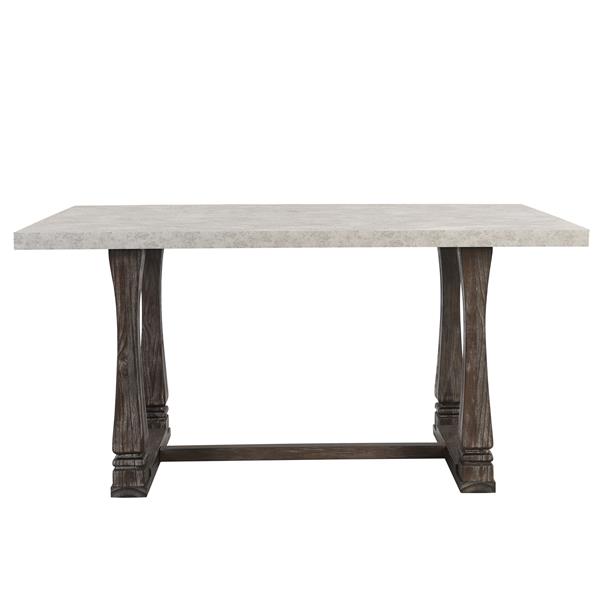 60 inch Dining Table, Classic Farmhouse Rectangle Kitchen Table Ideal for Home, Kitchen, Grey Tabletop.