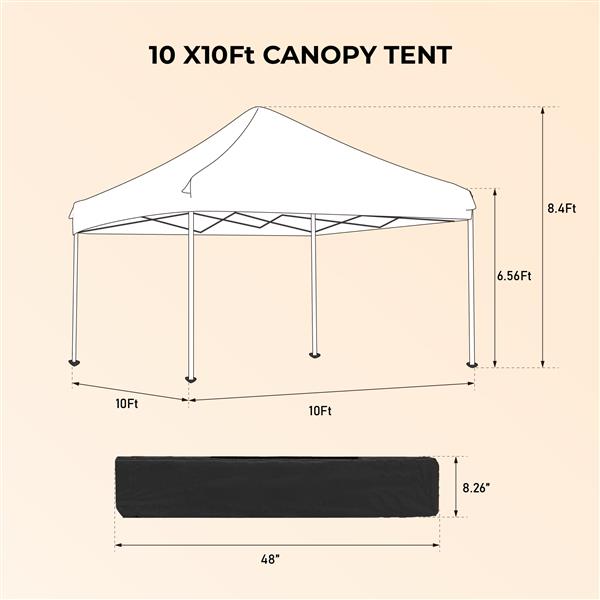 Outdoor 10x 10Ft Pop Up Gazebo Canopy Tent with 4pcs Weight sand bag,with Carry Bag-Beige