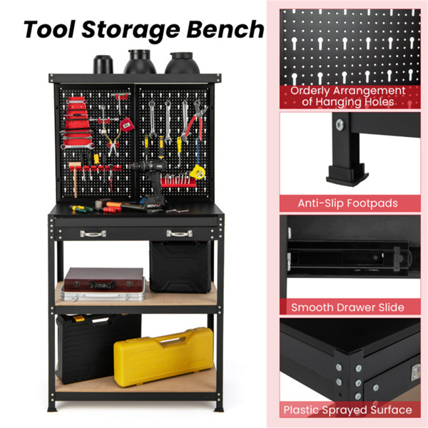 Garage workbench with drawer tool table