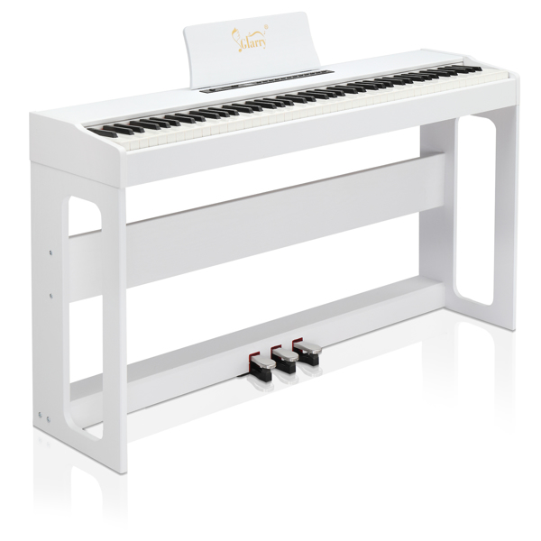 [Do Not Sell on Amazon] Glarry GDP-104 88 Keys Full Weighted Keyboards Digital Piano with Furniture Stand, Power Adapter, Triple Pedals, Headphone, for All Experience Levels White--Replace34914483