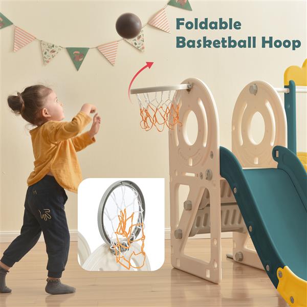 Kids Slide with Bus Play Structure,  Bus Toy with Slide for Toddlers, Bus Slide Set with Basketball Hoop