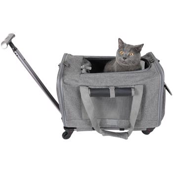 Cat Dog Carrier with Wheels Airline Approved Rolling Pet Carrier with Telescopic Handle Shoulder Strap(No shipments on weekends, banned from Amazon)