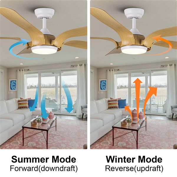 Smart 56"  Integrated LED Ceiling Fan with Antique Wood in Floral Shape