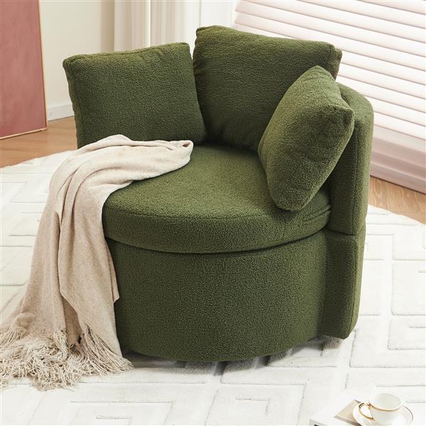 Fabric Swivel And Storage Chair With Back Cushion For Living Room,Green