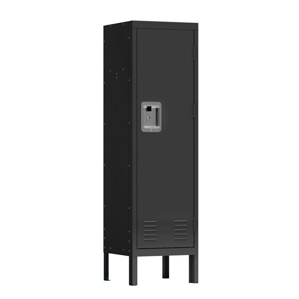 1 Door Tall Single Metal Locker-Retro Style Storage Cabinet--Industrial Furniture--For Living Room/Bedroom/Storage Room/Gym/School--Black