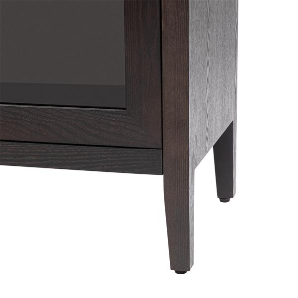 Wood Storage Cabinet with Three tempered glass doors and Adjustable Shelf,Suitable for living room, study and entrance