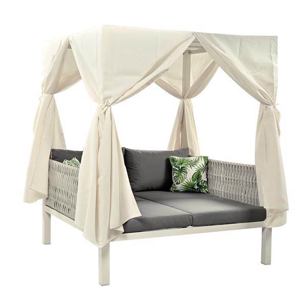 Outdoor Patio Sunbed with Curtains, High Comfort, Suitable for Multiple Scenarios