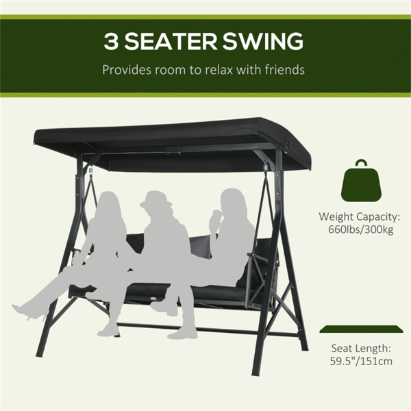 3-Seat Outdoor Porch Swing