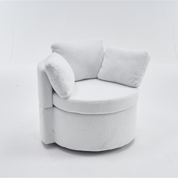 Fabric Swivel And Storage Chair With Back Cushion For Living Room,Ivory