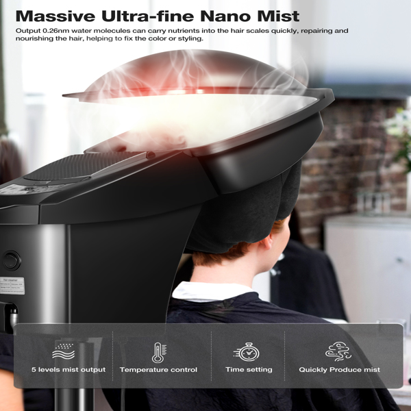 Hair Steamer for Deep Conditioning w/7 Color Light & Ozone, Micro Mist Scalp Hydration Steamer for Hair Treatment for Natural/Black Hair w/Adjustable Temp, for Barber