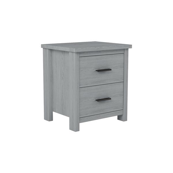 Vintage Two Drawer Wooden Nightstand, Simple and Generous, Large Storage Space,Light Gray