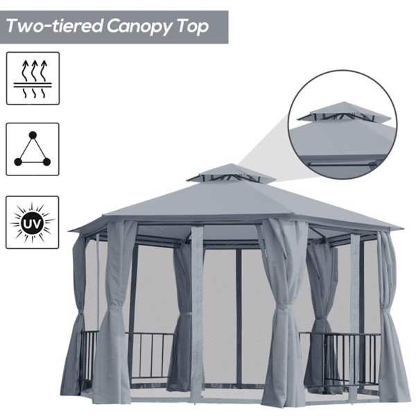 13ft x 13ft Patio Gazebo-Gray