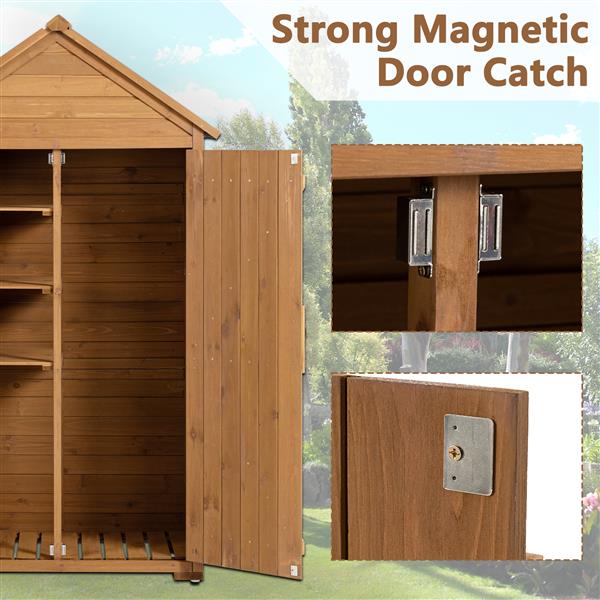 Outdoor Storage Cabinet, Garden Wood Tool Shed, Outside Wooden Shed Closet with Shelves and Latch for Yard 39.56"x 22.04"x 68.89"