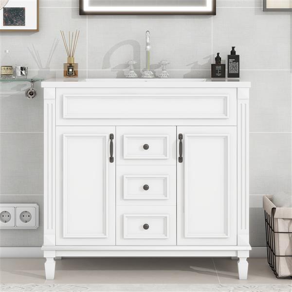 36'' Bathroom Vanity with Top Sink, Modern Bathroom Storage Cabinet with 2 Soft Closing Doors and 2 Drawers, Single Sink Bathroom Vanity