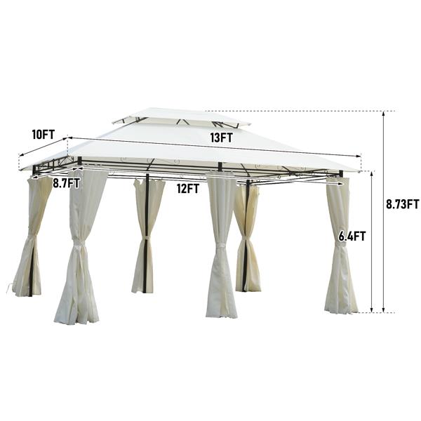 13x10 Outdoor Patio Gazebo Canopy Tent With Ventilated Double Roof And Mosquito net(Detachable Mesh Screen On All Sides),Suitable for Lawn, Garden, Backyard and Deck,Coffee Top