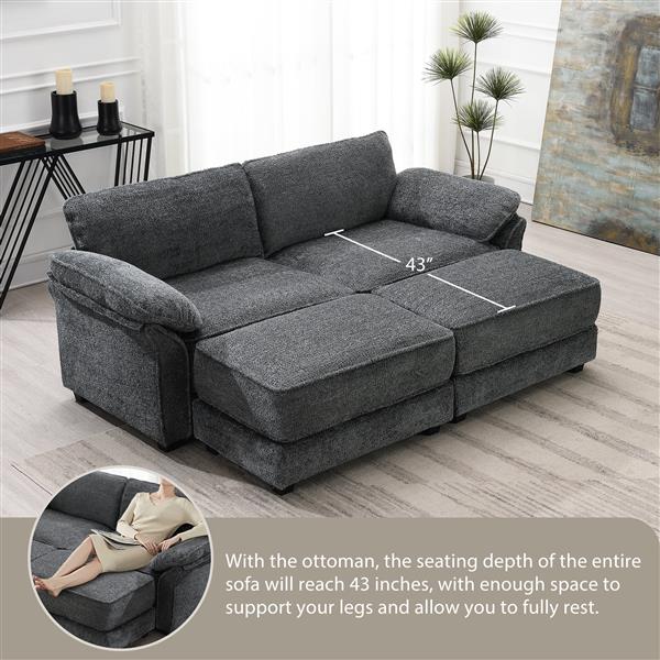 [VIDEO provided] [New] Free Combination Modular Convertible Sectional Sofa Bed Set, 4 Seat Upholstered Sleeper Corner Couch, Deep-Seat Loveseat with for Living Room, Office, Apartment,2 Colors