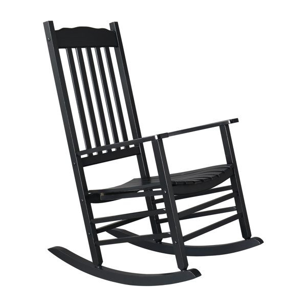 68.5*86*115CM Square Wooden Rocking Chair Wavy Backboard Black