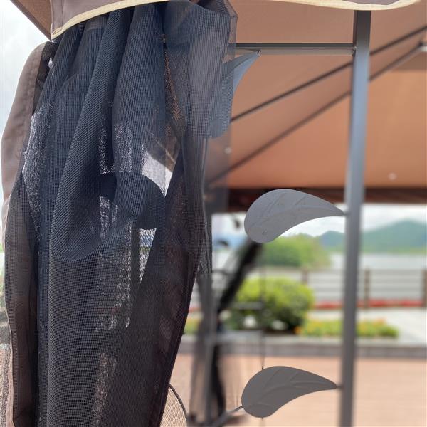 13x10 Outdoor Patio Gazebo Canopy Tent With Ventilated Double Roof And Mosquito net(Detachable Mesh Screen On All Sides),Suitable for Lawn, Garden, Backyard and Deck,Brown Top