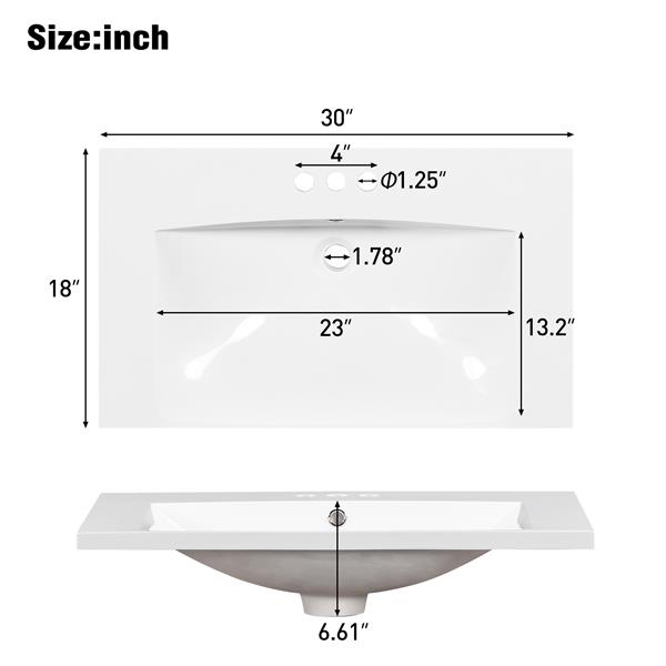 30'' Bathroom Vanity with Top Sink, Modern Bathroom Storage Cabinet with 2 Drawers and a Tip-out Drawer, Single Sink Bathroom Vanity