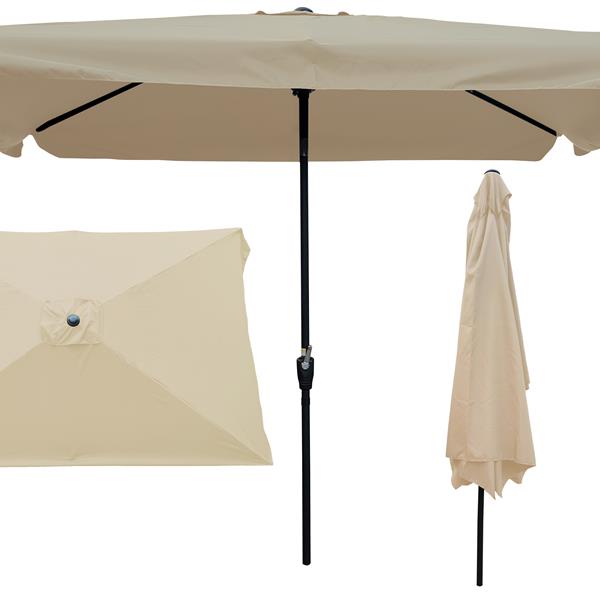 10 x 6.5ft Rectangular Patio Umbrella Outdoor Market  Umbrellas with Crank and Push Button Tilt for Garden   Swimming Pool Market