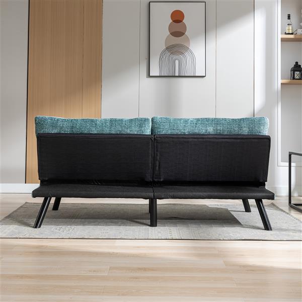 Convertible Sofa Bed  Loveseat Futon Bed Breathable Adjustable Lounge Couch with Metal Legs,Futon Sets for Compact Living Space  Chenille- Mint Green