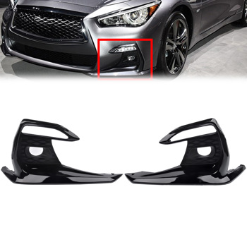 Fog Lamp Cover Bezels Black Left + Right for Infiniti Q50 Sport 2018-2020 3.0L V6