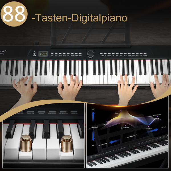 [Do Not Sell on Amazon] Glarry GPP-105 88 Key Full Size Semi-Weighted Standard Keyboards Digital Piano with MIDI Bluetooth, Headphone for Piano Lover Black color