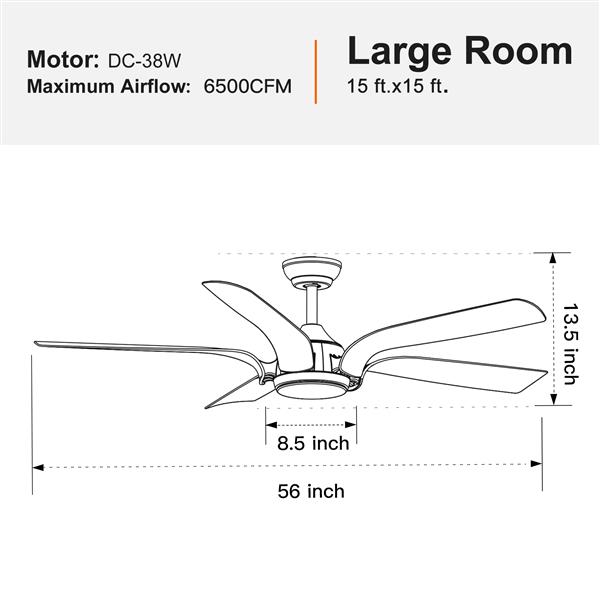 Smart 56"  Integrated LED Ceiling Fan with Antique Wood in Floral Shape