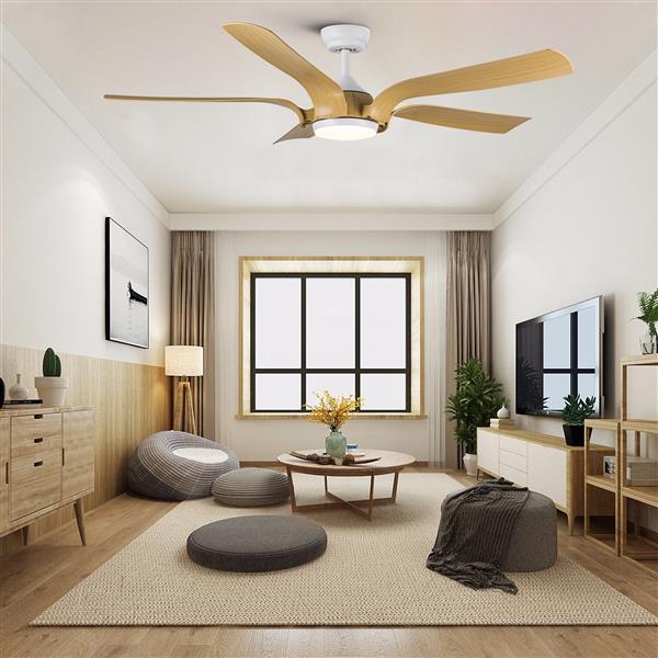 Smart 56"  Integrated LED Ceiling Fan with Antique Wood in Floral Shape