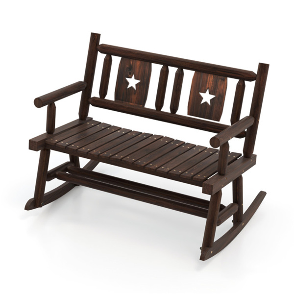 Wooden double rocking chair garden double sofa