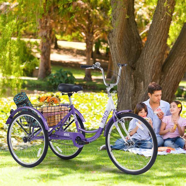 Adult Tricycle Trikes,3-Wheel Bikes,26 Inch Wheels Cruiser Bicycles with Large Shopping Basket for Women and Men