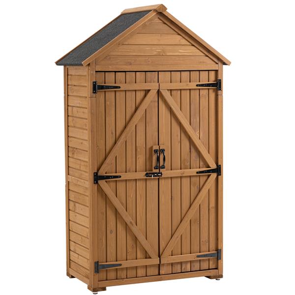 Outdoor Storage Cabinet, Garden Wood Tool Shed, Outside Wooden Shed Closet with Shelves and Latch for Yard 39.56"x 22.04"x 68.89"