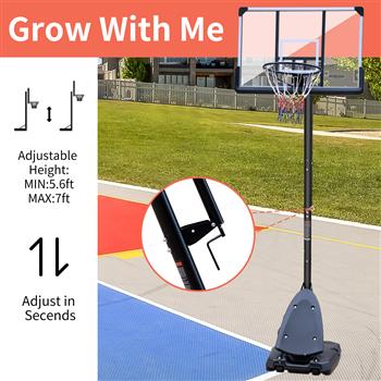 Height Adjustable 6 to 10ft Basketball Hoop 44 Inch Backboard Portable Basketball Goal System with Stable Base and Wheels, use for Outdoor