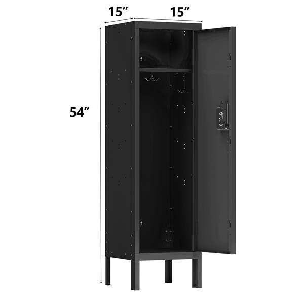 1 Door Tall Single Metal Locker-Retro Style Storage Cabinet--Industrial Furniture--For Living Room/Bedroom/Storage Room/Gym/School--Black