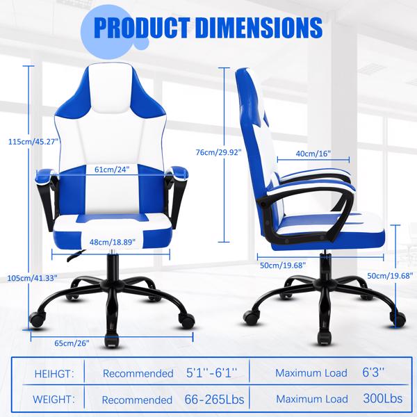 Computer Gaming Chair, Video Game Chairs with Breathable PU Leather, Comfy Swivel Seat, Height Adjustable Computer Chair, Racing E-Sport Gamer Chair for Adults and Teenagers