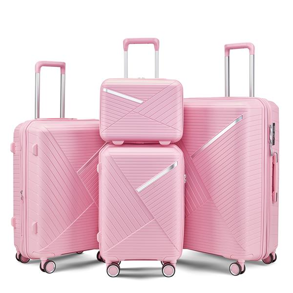 Luggage Sets 4 Piece(14/20/24/28), Expandable Lightweight Suitcase with 4 Double 360 Degrees Mute Spinner Wheels PP Materials Durable TSA Lock Travel Luggage