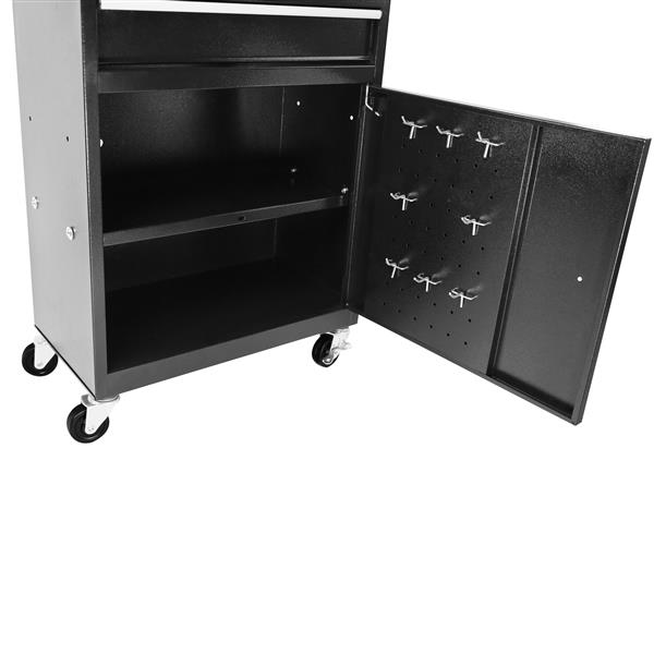 Rolling Garage Workshop Organizer Detachable 5 Drawer Tool Chest with Large Storage Cabinet and Adjustable Shelf, Black