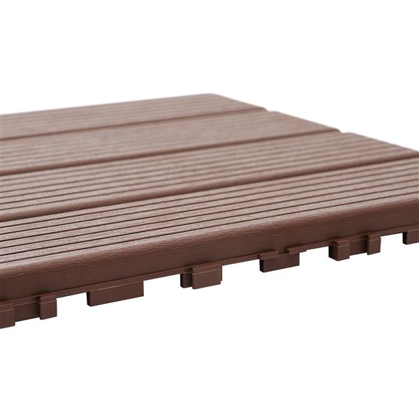 Plastic Interlocking Deck Tiles,44 Pack Patio Deck Tiles,12"x12" Square Waterproof Outdoor All Weather Use, Patio Decking Tiles for Poolside Balcony Backyard, Brown