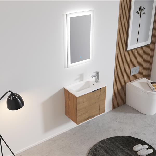 Bathroom Vanity with Sink 22 Inch for Small Bathroom,Floating Bathroom Vanity with Soft Close Door,Small Bathroom Vanity with Sink, 22x13 (KD-Packing)