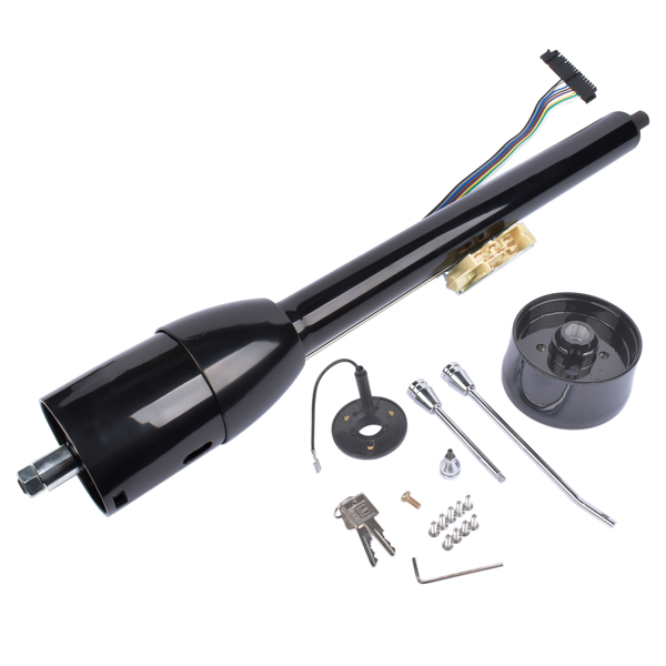 28" Black Tilt Street Rod Floor Shift Steering Column w/ Wheel Adapter & Key