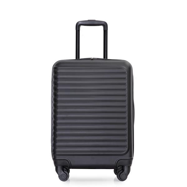 20" Carry on Luggage Lightweight Suitcase, Spinner Wheels, Black