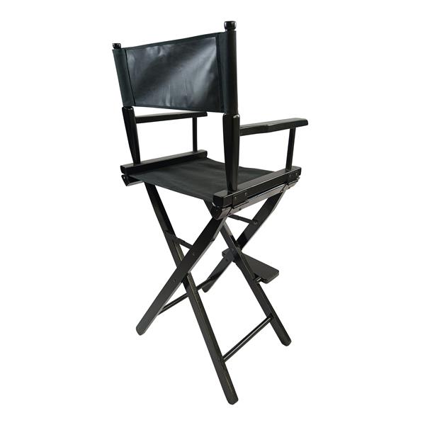 Casual Home Director's Chair, Black Frame/Black Canvas,Suitable for adults, foldable style, 2pcs/set  populus