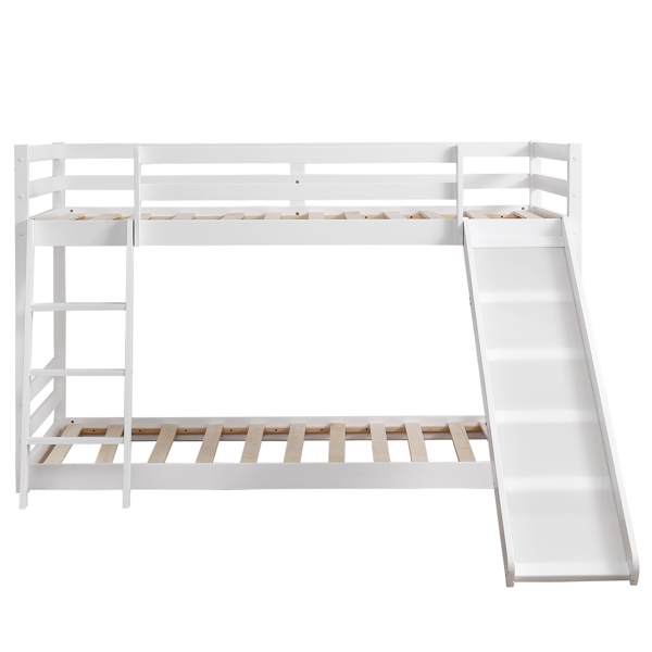 FCH Elevated Cross Guard Rail with Slide Twin Pine Wooden Bed White